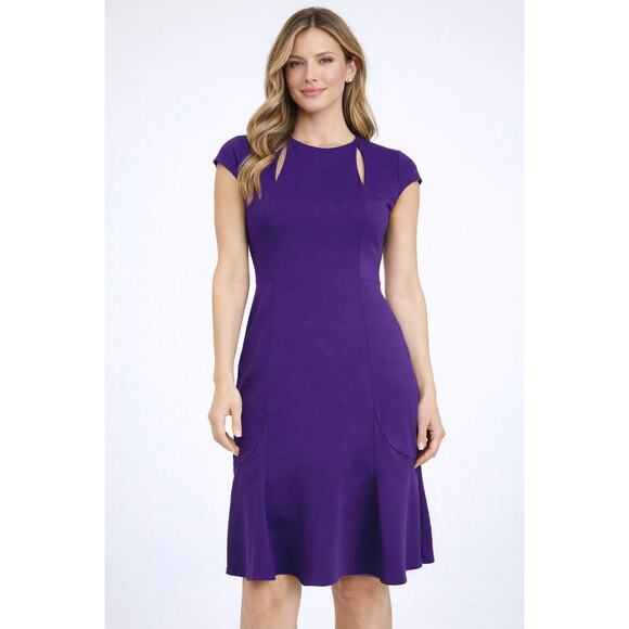 Akris Punto Dresses & Skirts - Akris Punto Jersey Cut Out Sheath Dress Womens Size 4 Purple Short Sleeve